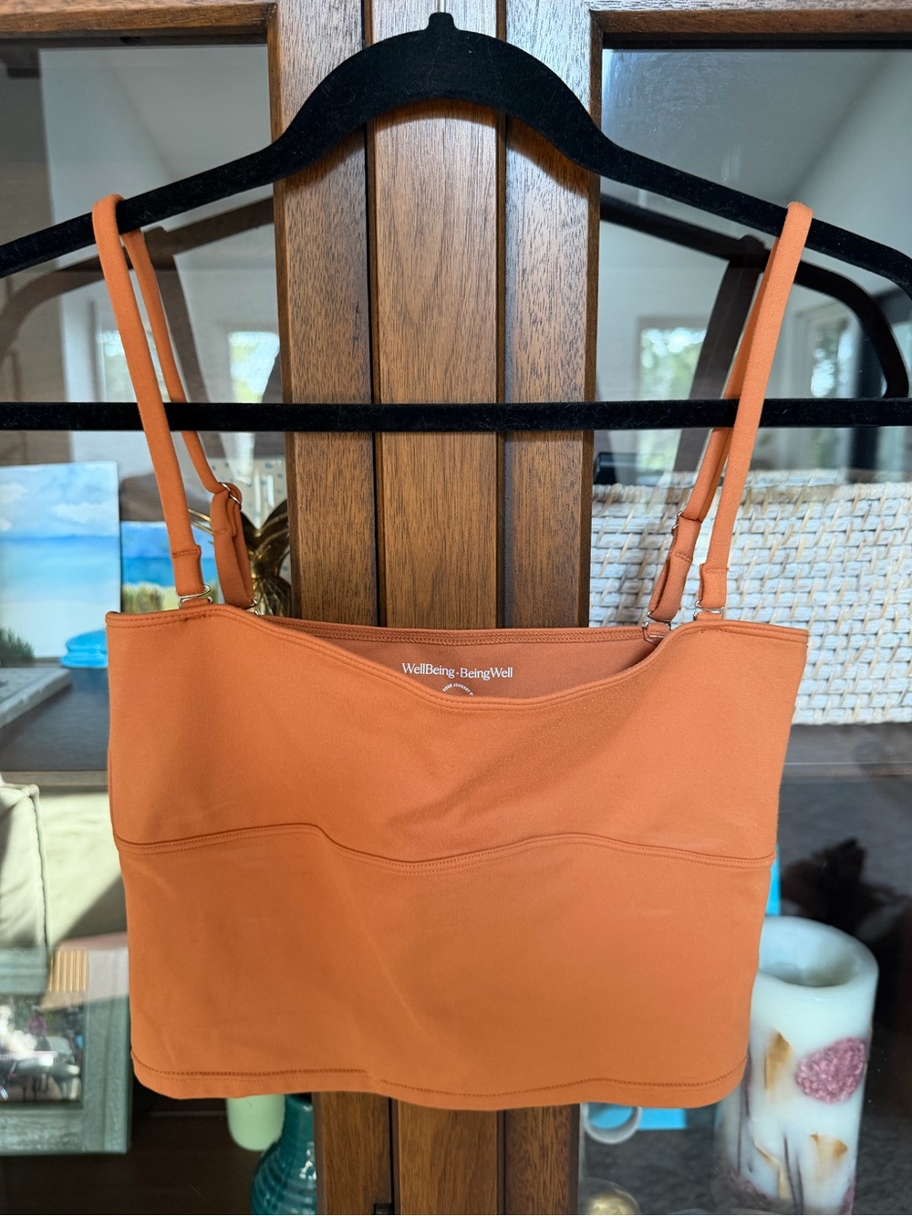 Orange Cropped Tank, Strapless or Spaghetti